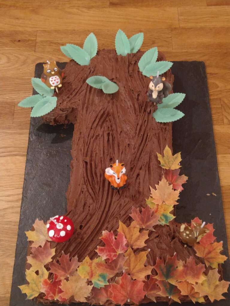 First birthday cake with woodland theme